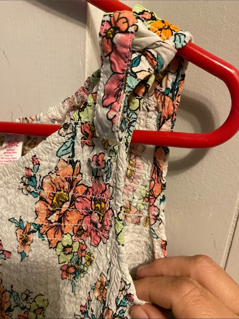 Justice White Floral Smocked Jumpsuit with Pink & Yellow Flowers